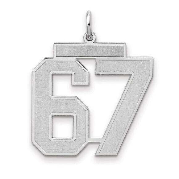 Sterling Silver Jersey Collection Large Number 67 Pendant